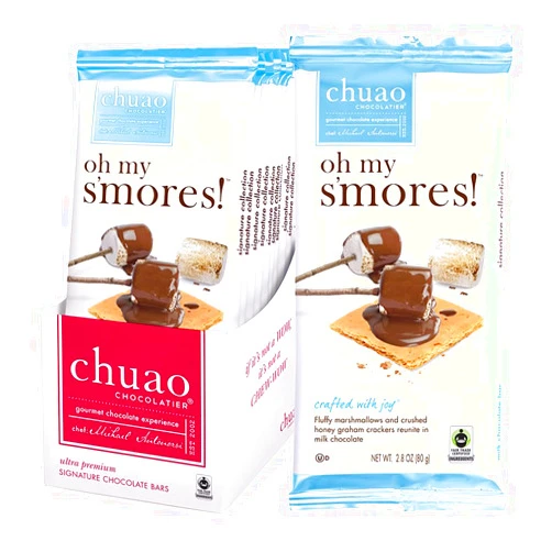 Chuao Chocolatier Oh My S'mores Milk Chocolate Bars | Gourmet Chocolate Artisan European No Preservatives | For Gift Baskets, Christmas, Valentines Day, Gifts for Women, Men, | 10 Pack