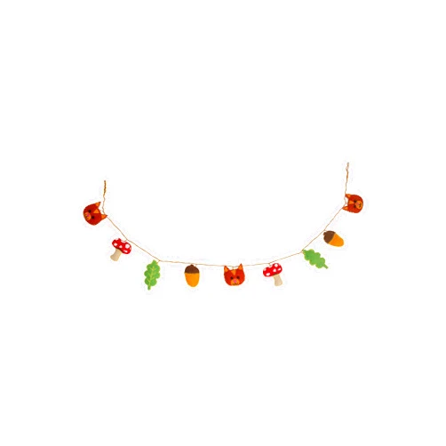 Lakhays Embroidered Felt Cat Garland-MushroomCat