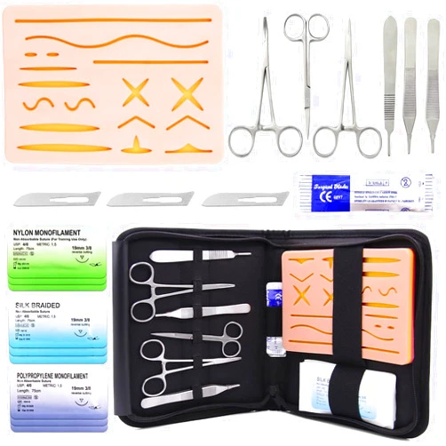 WELLiSH Suture Training Kit, Medical Suture Practice Kit Include 17 Pre-Cut Wounds Suture Pad, Suture Tools, Suture Thread and Needle