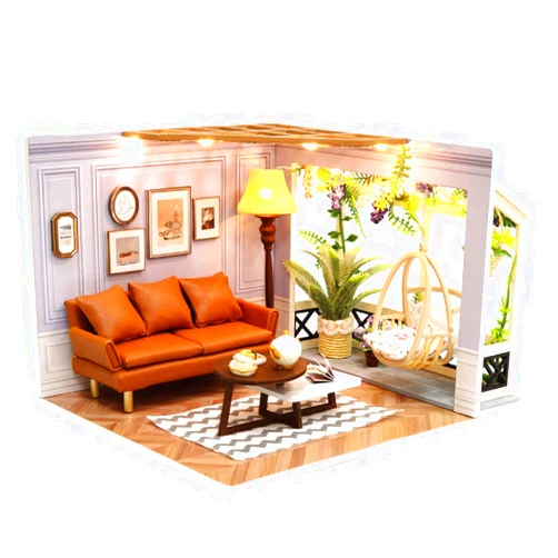TuKIIE DIY Miniature Dollhouse Kit with Furniture, 1:24 Scale Creative Room Mini Wooden Doll House Accessories Plus Dust Proof for Kids Teens Adults(Warm Moment)