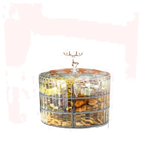 FARZI Elk Fruit Plate Candy Snack Dried Fruit Storage Tray Multi-Layer Compartment dustproof with Cover Snack Fruit Plate