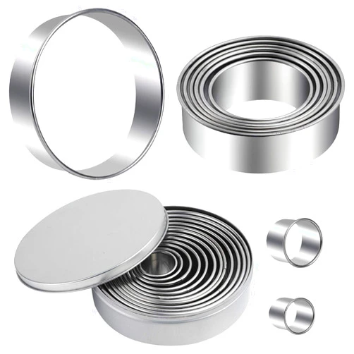 Winerming Round Cookie Cutters Set 12 Pieces Bistcuit Cookie Cutters Circle Pastry Cutters Round Donut Ring Molds for Baking for Pastries Doughs Doughnuts