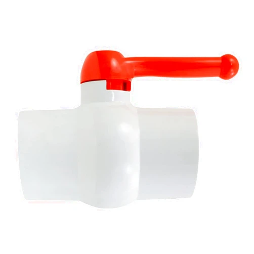 Midline Valve PVC Ball Valve Red T-Handle Water Shut-Off 4 in. Solvent Connections White Plastic (482T400)