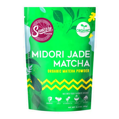 Suncore Foods Organic Midori Jade Matcha Powder, Green Food Coloring Powder, Gluten-Free, Non-GMO, Organic, 3.5oz (1 Pack)