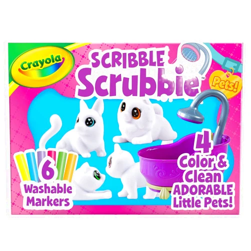 Crayola Scribble Scrubbies Tub Set (4 Pets), Washable Pet Care Toy, Coloring Animal Craft, Toys for Girls & Boys, Gifts for Kids, Ages 3+