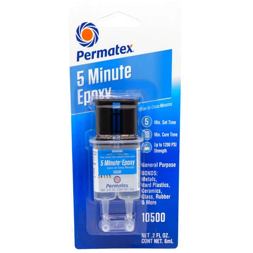 Permatex 10500-5 Minute Epoxy, Single-Use Syringe for General Purpose Creates a Hard, Rigid Bond for Coating in Minutes - Resin epoxy is Resistant to Water and solvents, and All-Purpose