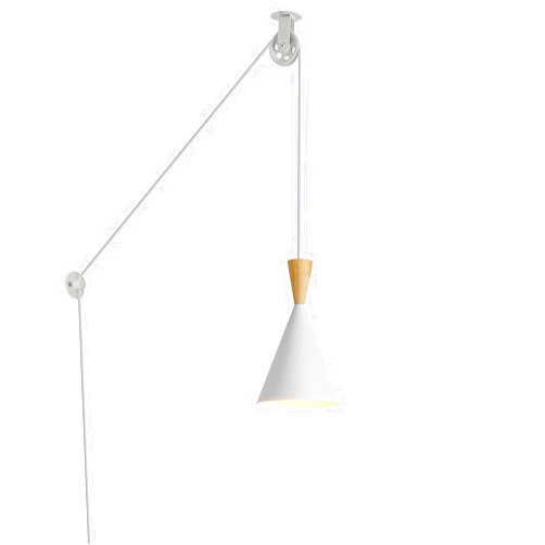 Focolux Modern Plug in Pendant Light Fixtures, Height Adjustable Hanging Lamp with Pulley, Minimalist Pendant Light for Kicthen Island, Dining Room, Living Room, Corner Growth Lighting, White