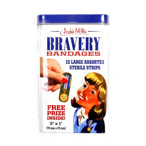 Archie McPhee Bravery Bandages - First Aid in A Tin - Plasters/Band Aids