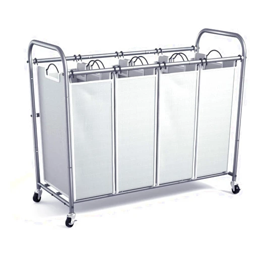ROMOON Laundry Sorter, Laundry Hamper 4 Section with Heavy Duty Rolling Lockable Wheels, Laundry Basket Organizer with Removable Bags for Dirty Clothes Storage, Grey