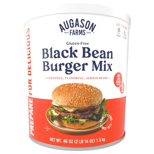 Augason Farms Black Bean Burger Mix Can, Certified Gluten Free, Emergency Food Supply, Everyday Meals, 38 Servings