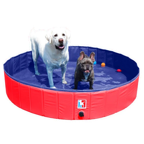 Good Doggo Shop Foldable Dog Pool - Rugged Pool for Kids and Pets - Pet Bath - Kiddie Pool - Backyard Pool (Large Breed, Red)