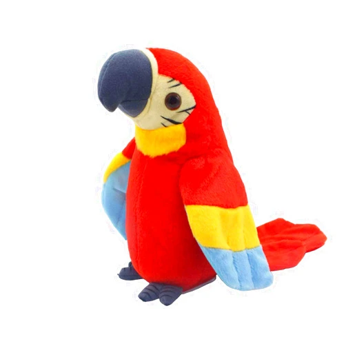 Xiulifeifei Mimicry Pet Talking Parrot Repeats What You Say Plush Animal Toy Electronic Parrot Plush Toy, Animal Toy, Talking Bird,Birthday Present for Kids(RED)