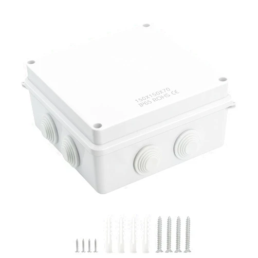 LeMotech ABS Plastic Dustproof Waterproof IP65 Junction Box Universal Electrical Project Enclosure White 5.9 x 5.9 x 2.8 inch (150 x 150 x 70 mm)