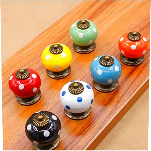 Generic Southst 10 PCS Antik Dot Keramik Bulat Laci Knob, Pintu Lemari Lemari Dapur Tarik Menangani, Rumah Hardware Furniture Menangani Dekorasi