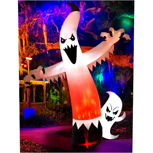 JoyRapt 12FT Halloween Inflatables Decorations Outdoor, Halloween Inflatable Ghost Blow Up with Flame Lighting, Halloween Decor Outside Yard Blow Ups (12Ft Ghost)