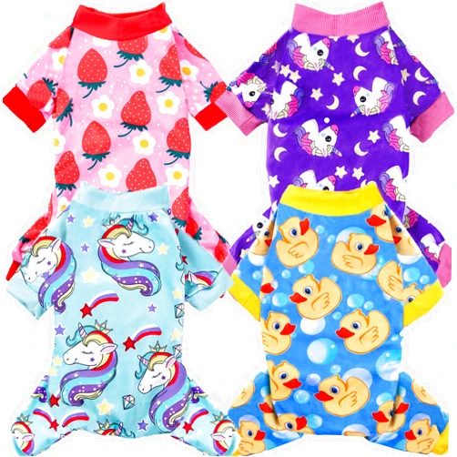 XPUDAC 4 Piece Dog Pajamas for Small Dogs Pjs Clothes Puppy Onesies Outfits for Doggie Christmas Shirts Sleeper for Pet Cats Jammies-S