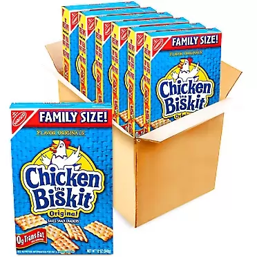 Chicken in a Biskit Original Baked Snack Crackers, Family Size, 6 - 12 oz Boxes