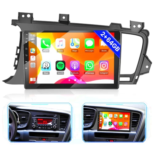 Hikity 2GB+64GB for Kia Optima K5 2011-2013 Android 13 Car Stereo Wireless Carplay Android Auto, 9 inch Touchscreen Car Radio Support GPS Navigation WiFi Bluetooth HiFi FM EQ Backup Camera