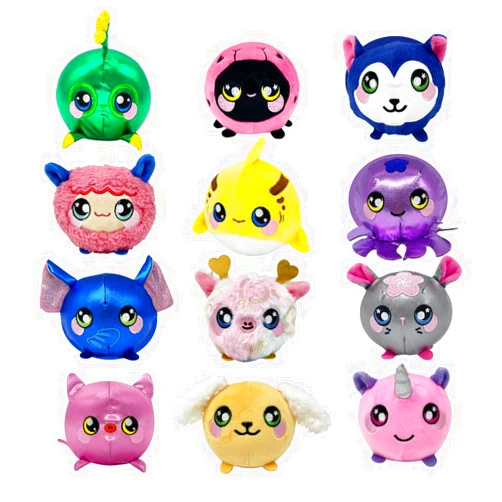 Squeezamals Series 5 Mystery 4-Pack! 3.5-inch Slow-Rise Memory Foam, Sweetly Scented Ball Shaped Stuffed Animals! Made, safe materials