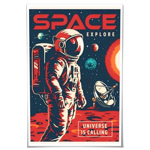 Generic Retro Space Wall Art Vintage Explore Astronaut Time Poster Print Canvas Milky Way Galaxy Outer Art Wall Decor Living Room Bedroom Office Room Decorate 12x18inch Unframed