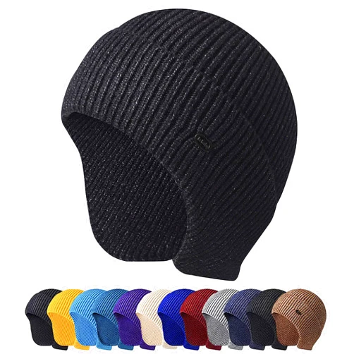 HiRui Knit Beanie Hats Winter Hats Ear Covers for Men Women-Warm Daily Headwear