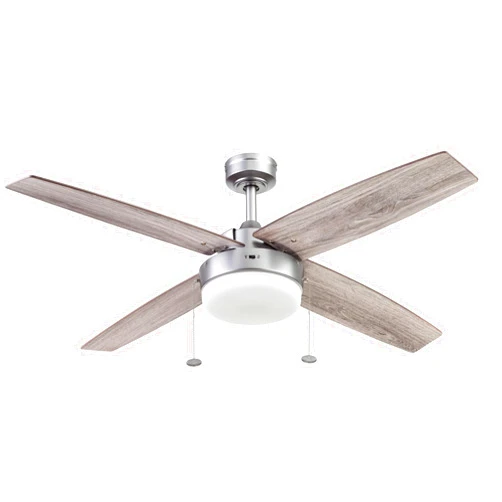 Prominence Home Memphis, 52 Inch Contemporary Indoor LED Ceiling Fan with Light, Pull Chain, Dual Mounting Options, 4 Dual Finish Blades, Reversible Motor - 51652-01 (Pewter)