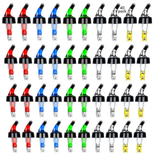 SuproBarware Automatic Measured Bottle Pourer Liquor Bottle Pourer Quick Shot Dispenser 1oz Liquor Pour Spout for Alcohol,Wine,Spirits, Home Bar Kitchen Tools 40 Pack