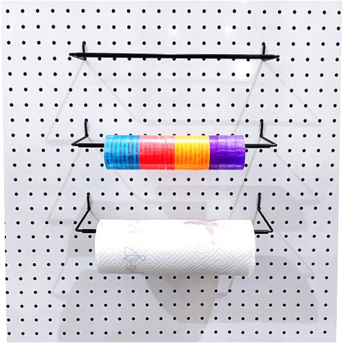 Menecor 5 Pack Extendable Pegboard Paper Towel Holder,Pegboard Hook for Workshop,Garage,Kitchen,Laundry Room,Bathroom etc.