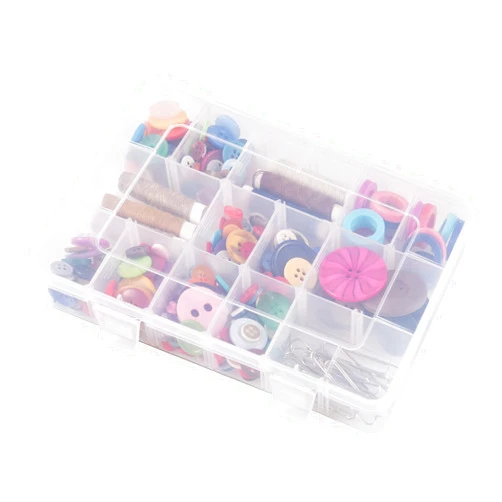 Exptolii 18 Grids Plastic Organizer Box with Dividers, Exptolii Clear Compartment Container Storage for Beads Crafts Jewelry Fishing Tackles, Size 7.9 x 6.2 x 1.2 in