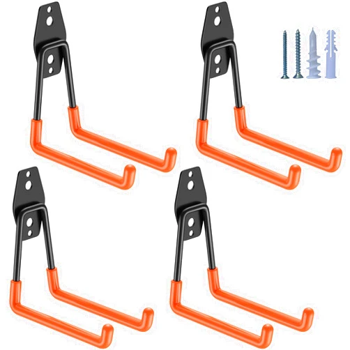 HUPBIPY 4 Pack Garage Hooks Heavy Duty,Utility Steel Garage Storage Hooks,Wall Mount Garage Hanger&Organizer for Organizing Garden Lawn Tools,Ladders,Bulk Items,Bikes,Ropes and More Equipment