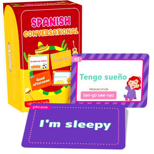 gisgfim 100 Spanish Conversational Phrase Flash Cards Spanish Phrases Vocabulary Beginner Sayings for Travel, Memory, School Classroom, Quick Reference Educational Bilingual Language