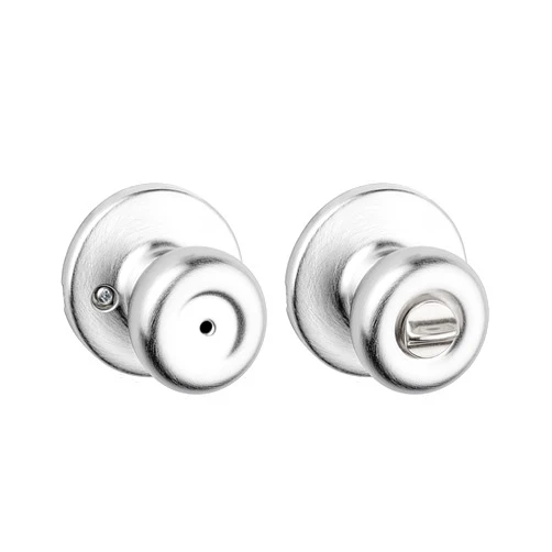 Kwikset Tylo Interior Privacy Door Knob with Lock, Door Handle For Bathroom and Bedroom, Satin Chrome Keyless Turn Lock Doorknob