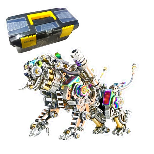 LOCHE 3D Metal Puzzle Model Kits, 3D Metal Steampunk Mechanical Tiger Kit 3D Jigsaw Puzzle, 700+ Pieces 3D Laser Puzzle DIY Assembly 3D Metal Model for Adults