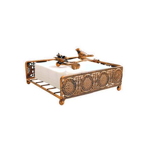 Yeaco Flat Bronze Bird Metal Napkin Holder with Vintage and Classic Design For Kitchen and Dinner Table