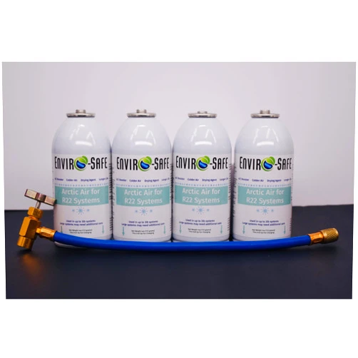 Generic Arctic Air for R22 systems, 4 Cans, Charging Hose
