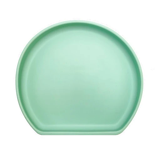 otterlove Silicone Baby Plate with Suction Base - 100% Platinum Pure LFGB Silicone with NO Fillers - BPA Free - Fits Most Highchair Trays (Undivided Sage Plate + Cover)