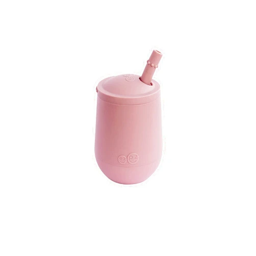 ezpz Mini Cup + Straw Training System - 9 Months+ (Blush) - 100% Silicone Training Cup for Infants + Toddlers - Designed by a Pediatric Feeding Specialist