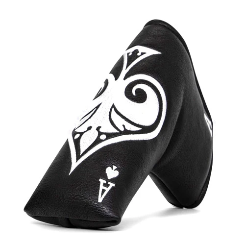 Barudan golf Black Golf Ace of Spade Golf Club Cover for Golf Clubs - Hybrid Headcover Golf Driver Headcover 3 Wood Head Cover (Rotatable 2 3 4 5 6 Ut Head Cover) Putter Headcover
