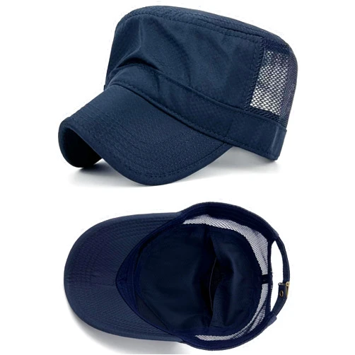 Rayna Fashion Hidden Pocket Cadet Army Hat Quick Dry Military Flat Top Baseball Dad Sun Cap Mesh Back
