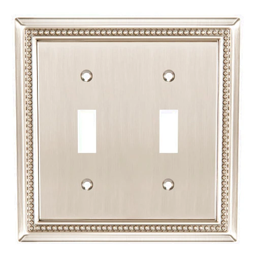 Henne Bery Sunken Pearls Decorative Wall Plate Switch Plate Outlet Cover (Double Toggle, Satin Nickel)