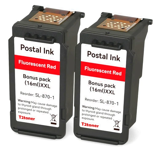 T2TONER High Capacity SL-870-1 XXL Red Ink Cartridge Compatible SL870-1 SL8701 XXL Fluorescent Red Ink Replacement for The PB New SendPro Mailstation Postage Meter (CSD1) Machine (2pack)(16ml)