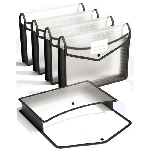 ThinkTex Plastic Expanding File Folder, Transparent envelopes with Snap Closure, No Dividers, Large Capacity, Fit Letter/A4 Size - 5 Packs
