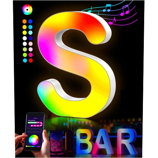Selfila Wall Light Gift Letter Lights- Letters Stick on Wall sconces Bathroom Smart APP Custom Splicing Colorful led Light up intials Wall Lamp Sconces for Bedroom Living Room Hallway(S)