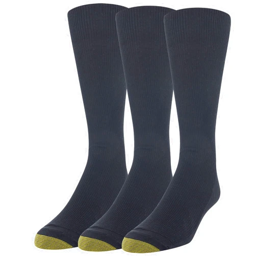 GOLDTOE Men's Cotton Blend Metropolitan Crew Dress Socks, 3-Pairs