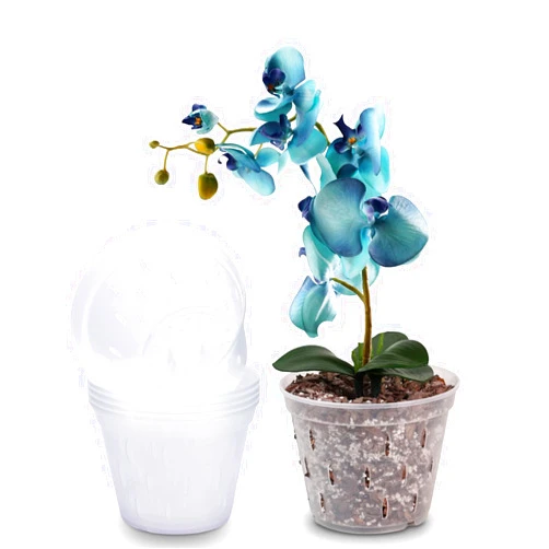 YIKUSH Orchid Pots with Holes Clear Orchid Pot Nursery Plastic pots for Plants Pot Flower Pots Outdoor and Indoor Use 5.5 inch 5 Pack