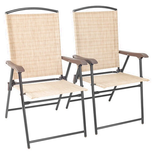 Flamaker Patio Chairs Outdoor Chairs Set of 2 Portable Folding Sling Chair for Lawn Camping Yard Beach