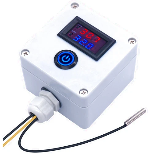 Twidec/DC 12V Temperature Controller Box Programmable -50 to 110 ℃ (-58 to 230 °F) Red/Blue LED Display Monitor Heating/Cooling Thermostat Control Module with NTC 10K Waterproof Sensor and Switch