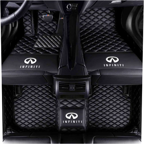 Worth-Mats Car Floor Mats for Infiniti Q70 2013-2019- 3pcs Full Set Floor Liner All Weather & Season, Large Coverage Black with Black Stitching