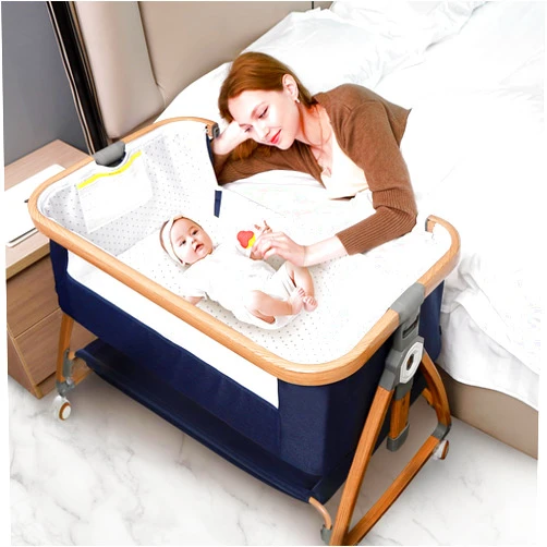 Nujett Baby Bassinet Bedside Sleeper,3 in 1 Baby Bassinet,Breathable Mesh Rocking Bassinets with Comfy Mattress and Wheels,6 Height Adjustable Easy Assemble & Folding Portable Baby Cradle