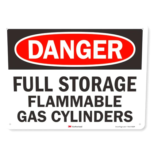 SmartSign “Danger - Full Storage, Flammable Gas Cylinders” Sign | 10